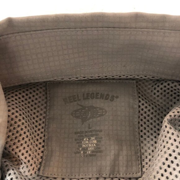 Reel Legends Vented Grey Lightweight Fishing Short Sleeve Shirt Size Large - Picture 4 of 11